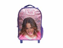 Mochila chica con carro de Violetta, bordada con un bolsillo lateral