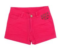 Short de gabardina liso con tachas en bolsillo