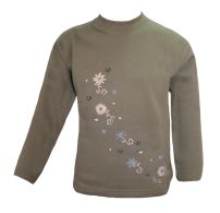 Buzo de Algodon Frizado Estampado de Flores Con Brillo