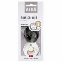 Chupete Bibs Colour Collection x 2 - Black/White - Tetina De Caucho Natural - Latex - 0-6 Meses