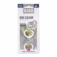 Chupete Bibs Colour Collection x 2 - Sage Glow / Cloud  Glow - Tetina De Caucho Natural - Latex - 6 - 18 Meses - Brilla En La Oscuridad