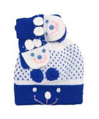 ConjuntoTejido de Gorro y Mitones Bordado Carita