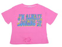 Remera De Algodon Con Estampado Y moño Nena 