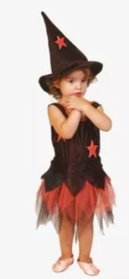 Disfraz Halloween Brujita con estrellas y Sombrero 