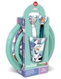 Set De Vajilla 5 Piezas Frozen - Plato Playo - Bowl - Vaso - Tenedor Y Cuchara 