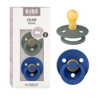 Chupete Bibs Colour Pacifier x 2 - Pine/Cornflower - Tetina De Caucho Natural - Latex - 0-6 Meses