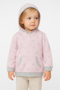 Buzo Frizado con Capucha Estampado Lunares y Hojas