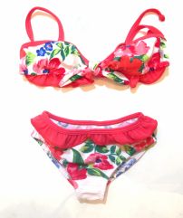 Bikini Malla 2 Piezas Estampado Flores y Volado 