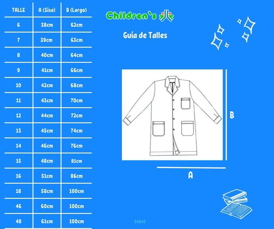 Tabla de talles — Guardapolvo RECTO NENA -  ARCIEL - Grafil