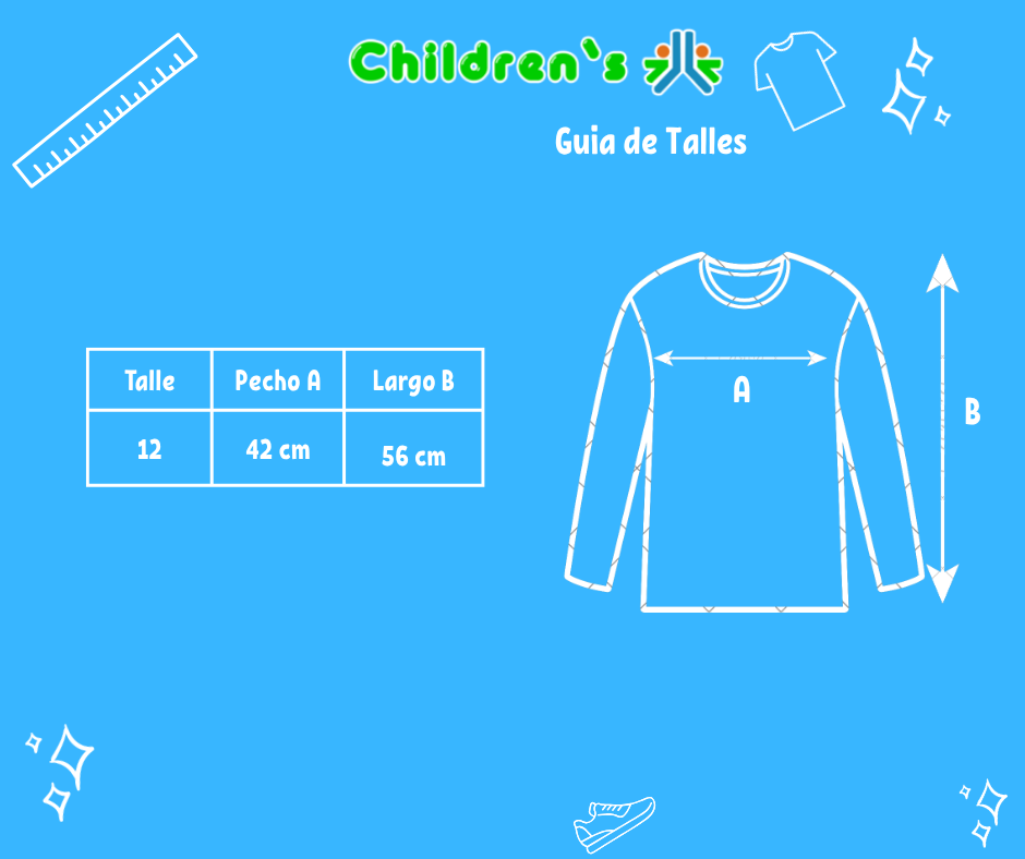 Tabla de talles — Buzo Friza con Capucha Estampado  Metalico